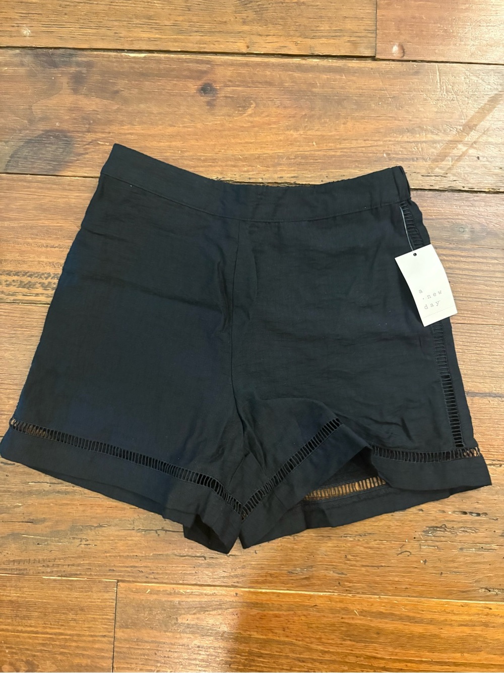 a new day Black High-Rise Ladder-Trim Shorts